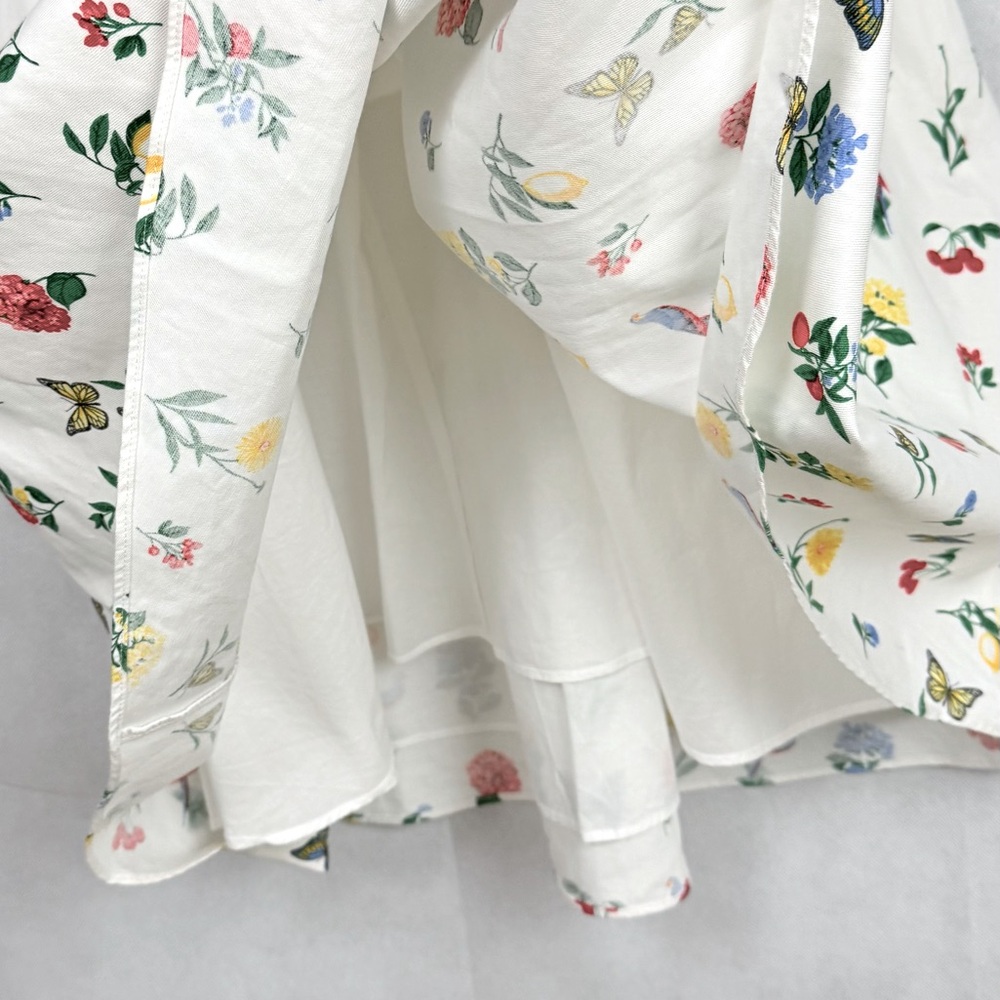 Ann Taylor Botanical Midi Flare Dress Parrots Butterflies Sun Dress Cottagecore - Picture 8 of 11